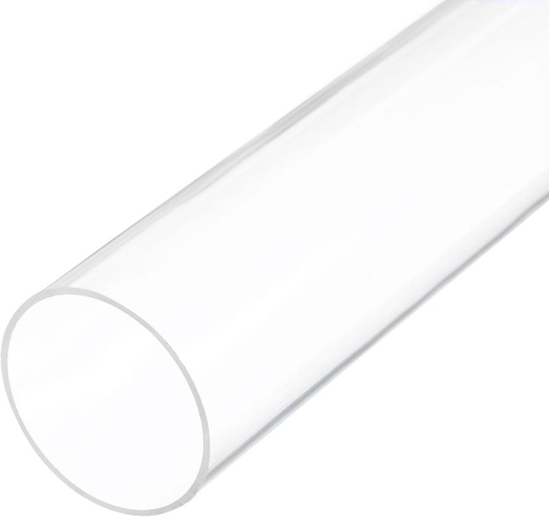 Rebower 12" Clear Plastic Rigid Pipe 42mm ID x 45mm OD (1.7" ID x 1 3/4" OD) Acrylic Round Polycarbonate Tubing, [for Plumbing, Hydraulics, Pneumatics] - Image 1